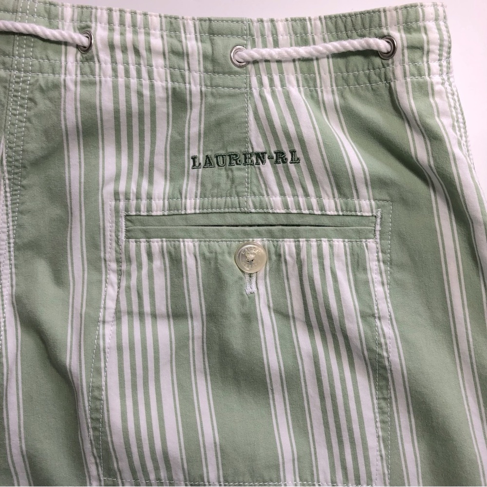 Lauren Ralph Lauren Striped Wide Leg Cropped Cotton Pants - Picture 3 of 4
